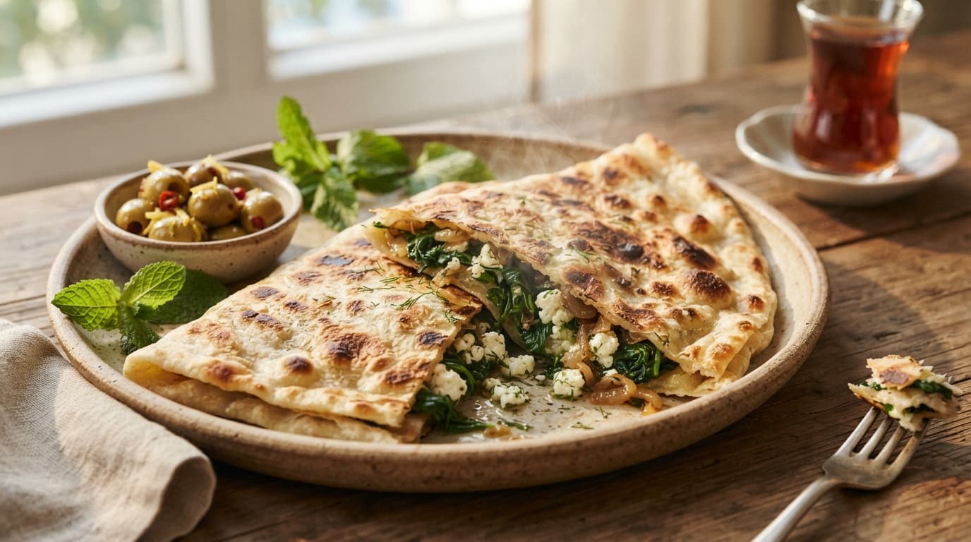 Hazır Yufkadan Ispanaklı & Peynirli Gözleme