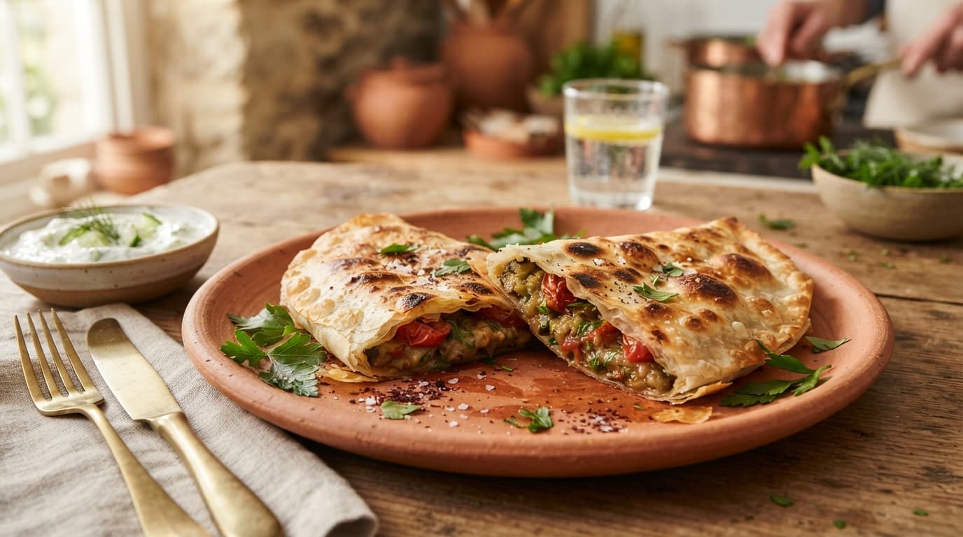 Hazır Yufkadan Köz Patlıcanlı Gözleme